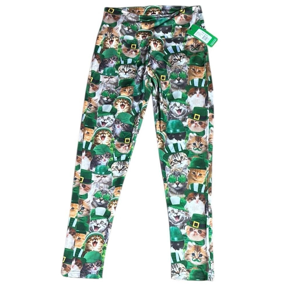 Tipsy elves womenโs xlโSt. cattysโ day high waisted leggings new Irish novelty